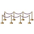 Montour Line Stanchion Post and Rope Kit Pol.Brass, 8 Crown Top 7 Purple Rope C-Kit-8-PB-CN-7-PVR-PE-PB